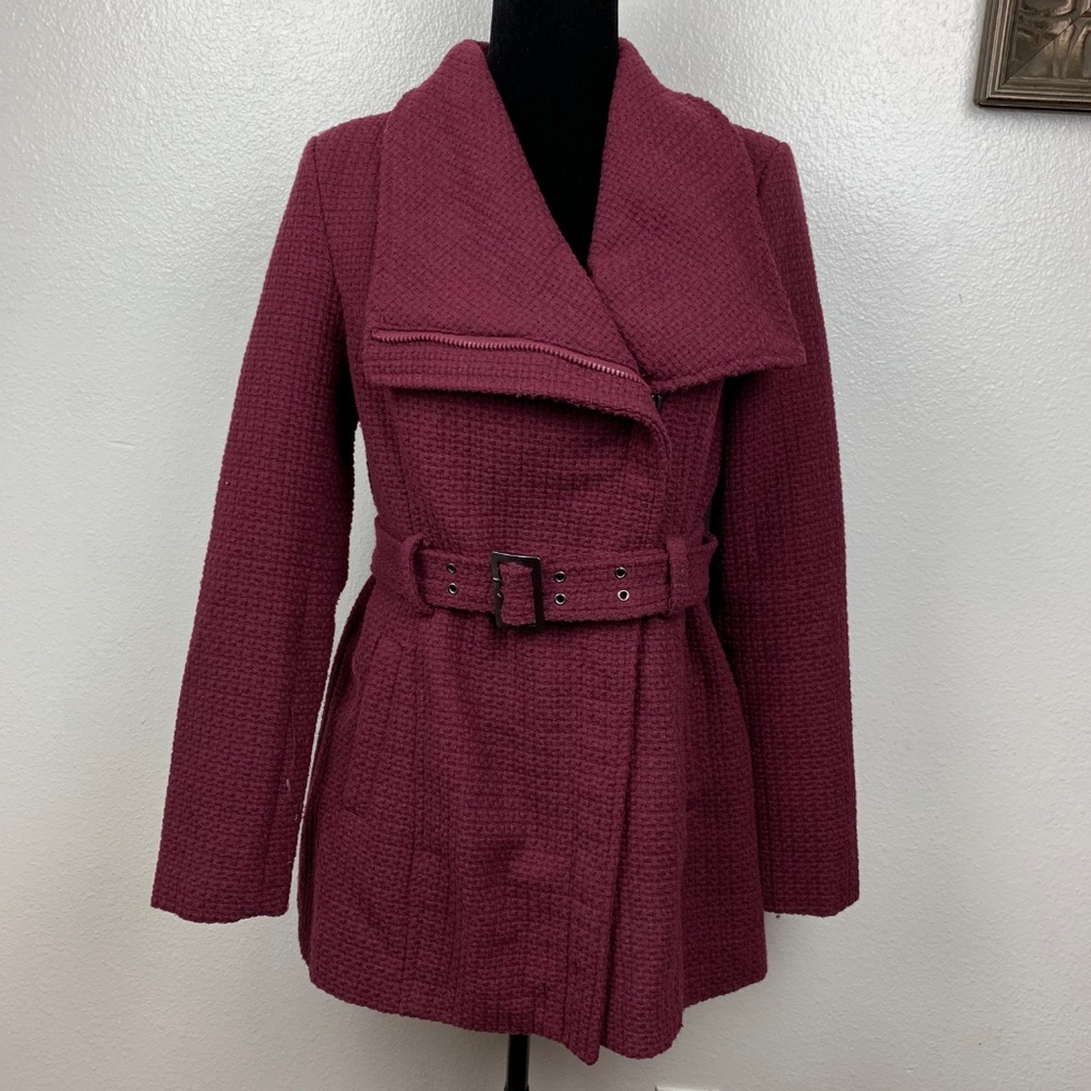 MADDEN‎ GIRL Burgundy Textured  Pea Coat